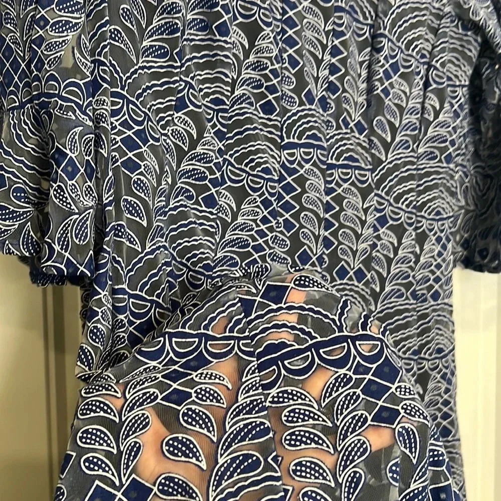 Rabbit Rabbit Rabbit Blue Burnout 3/4 Sleeve‎ Dress. Size 12. NWT. - Picture 5 of 12